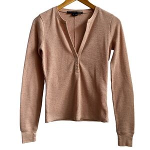 Veronica Beard Jean | Waffle Knit | Henley Style | 3 Snap | Dusty Rose | Size S